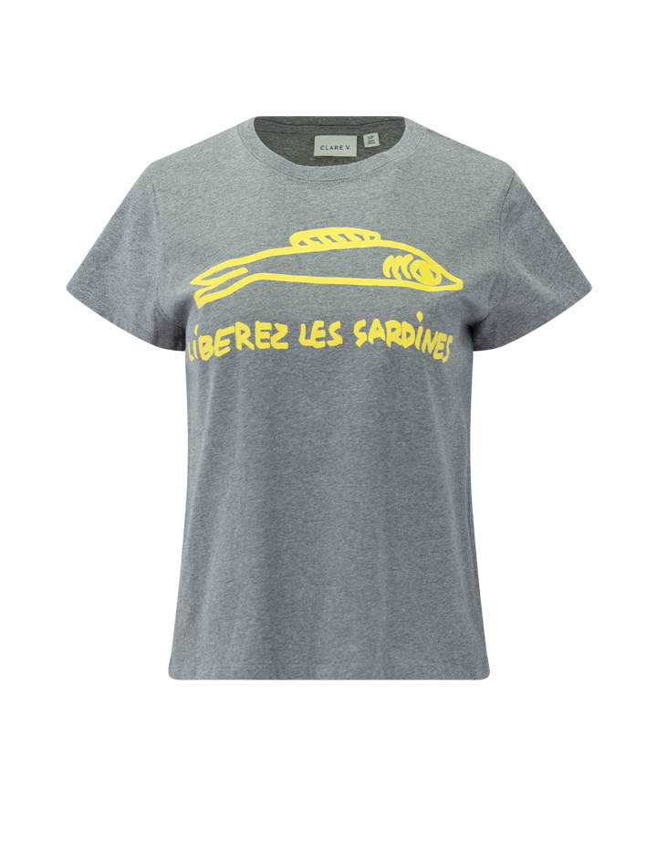 liberez les sardines tee in grey melange and marigold