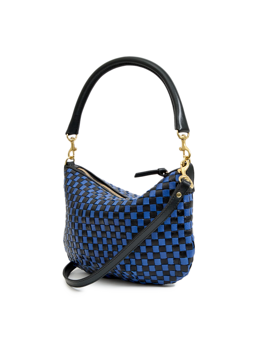 petit moyen messenger in black and cobalt woven checker (2)