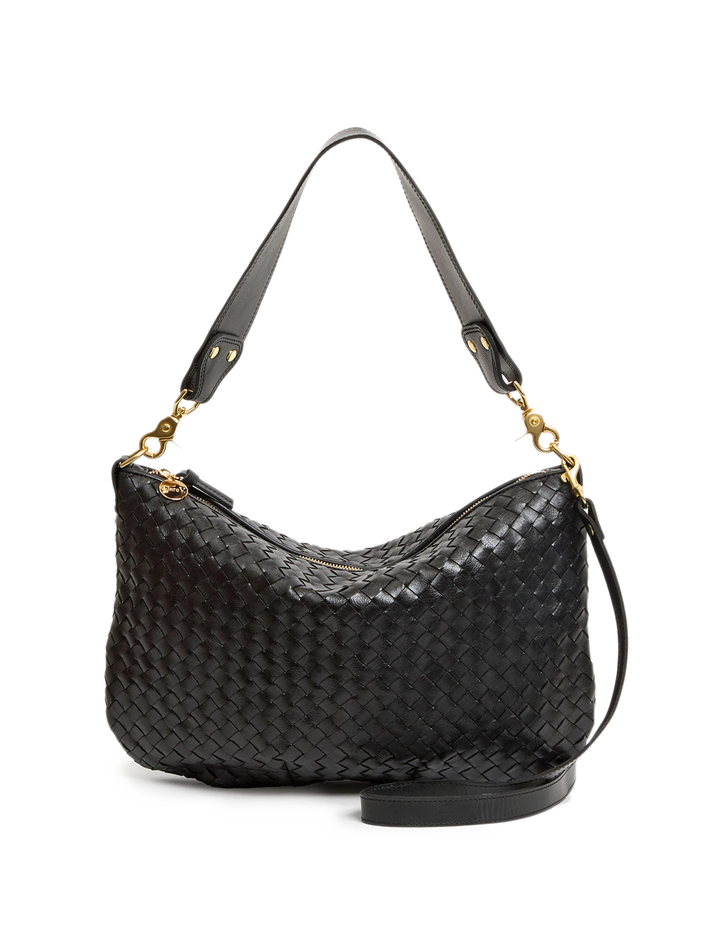 moyen messenger in medium woven black diagonal