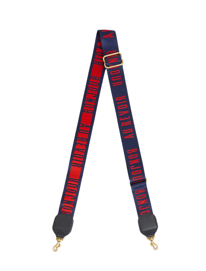 adjustable crossbody strap in bonjour au revoir