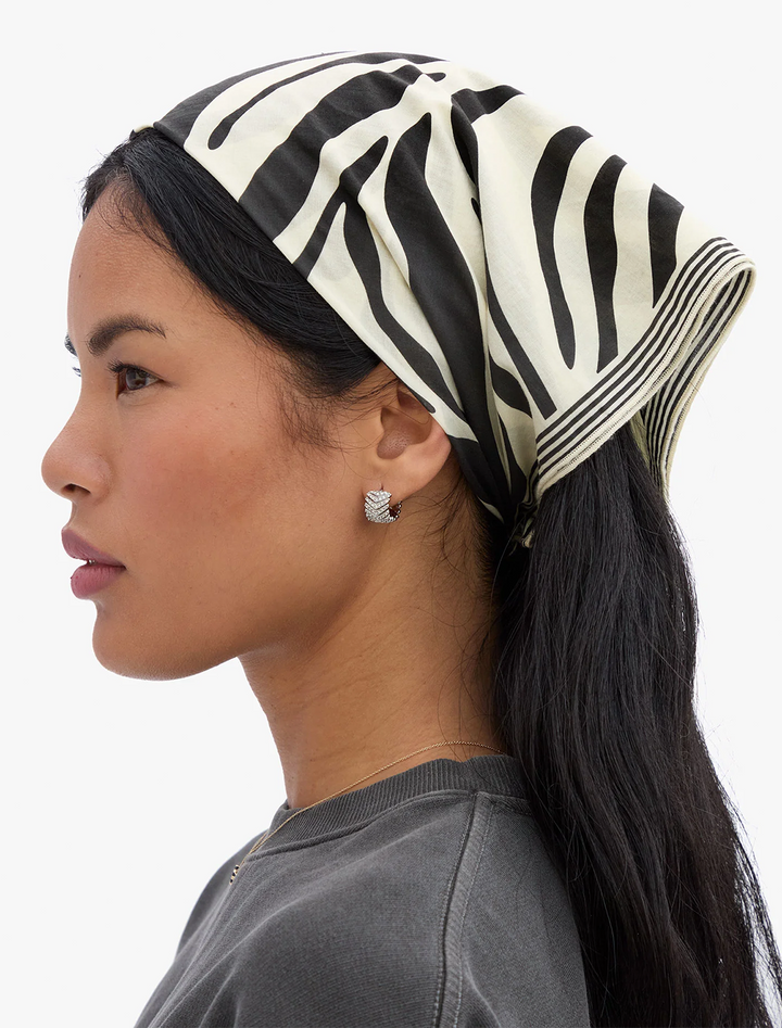 model wearing zebra bandana