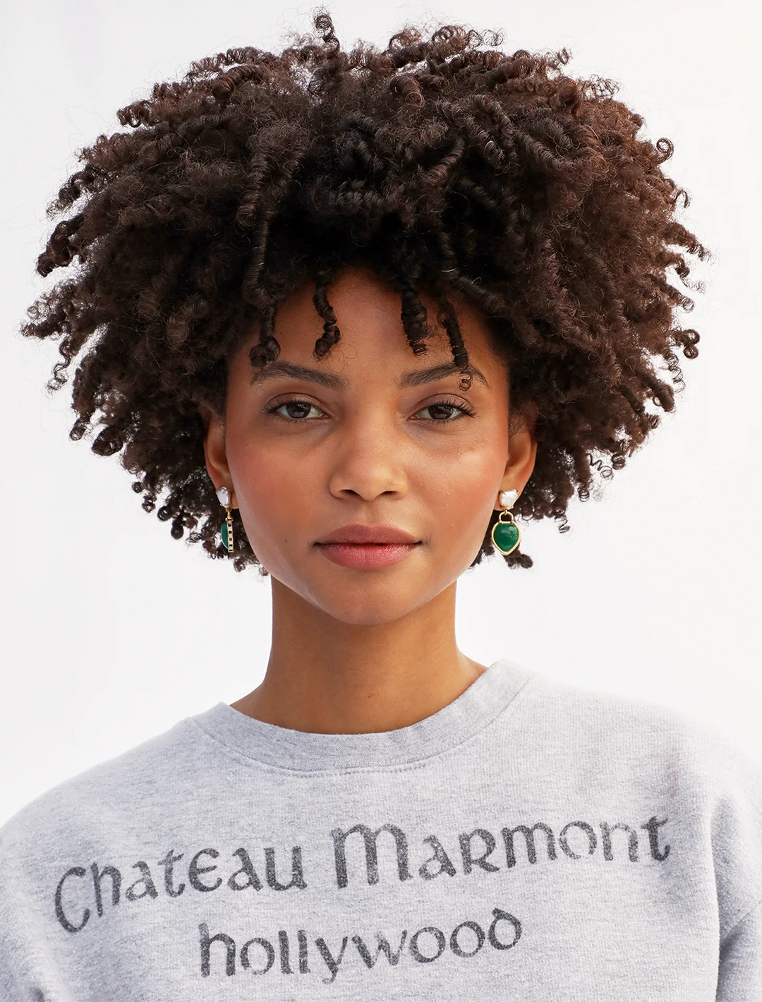 model wearing le heartbreaker earrings