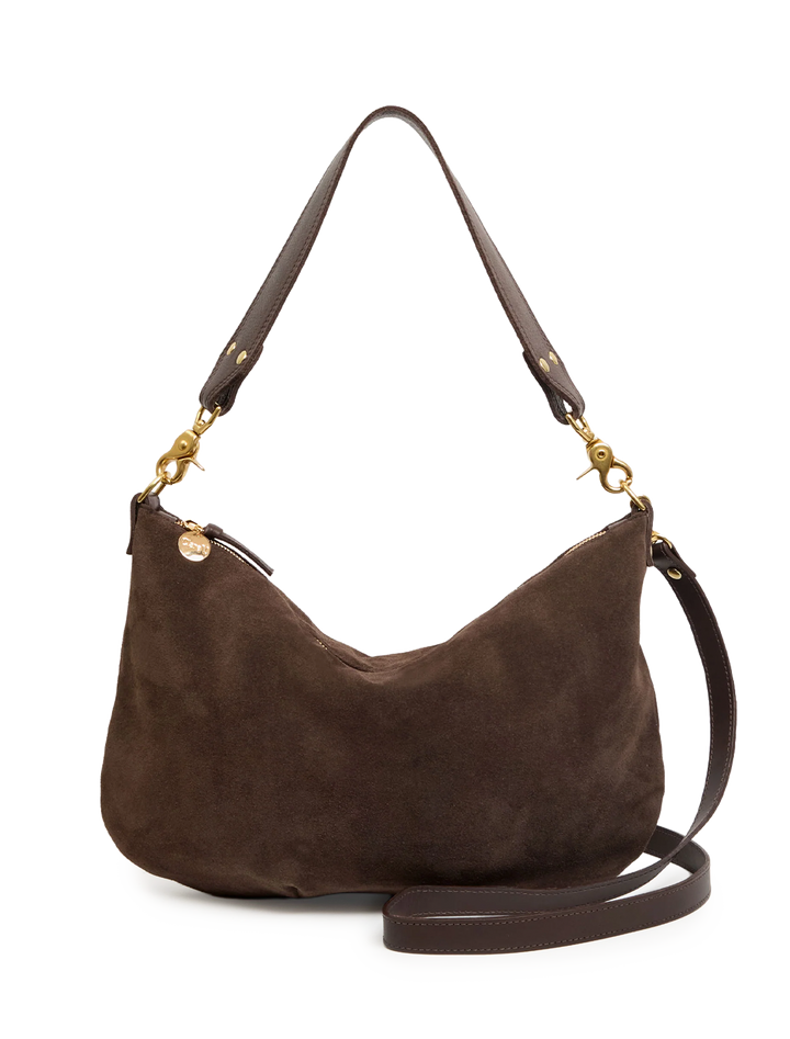 moyen messenger in chocolate suede