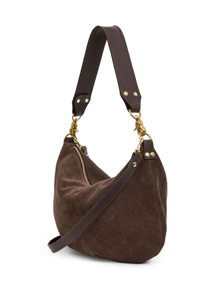moyen messenger in chocolate suede