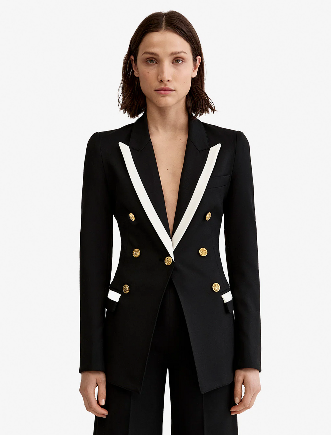 taped blazer in black and white