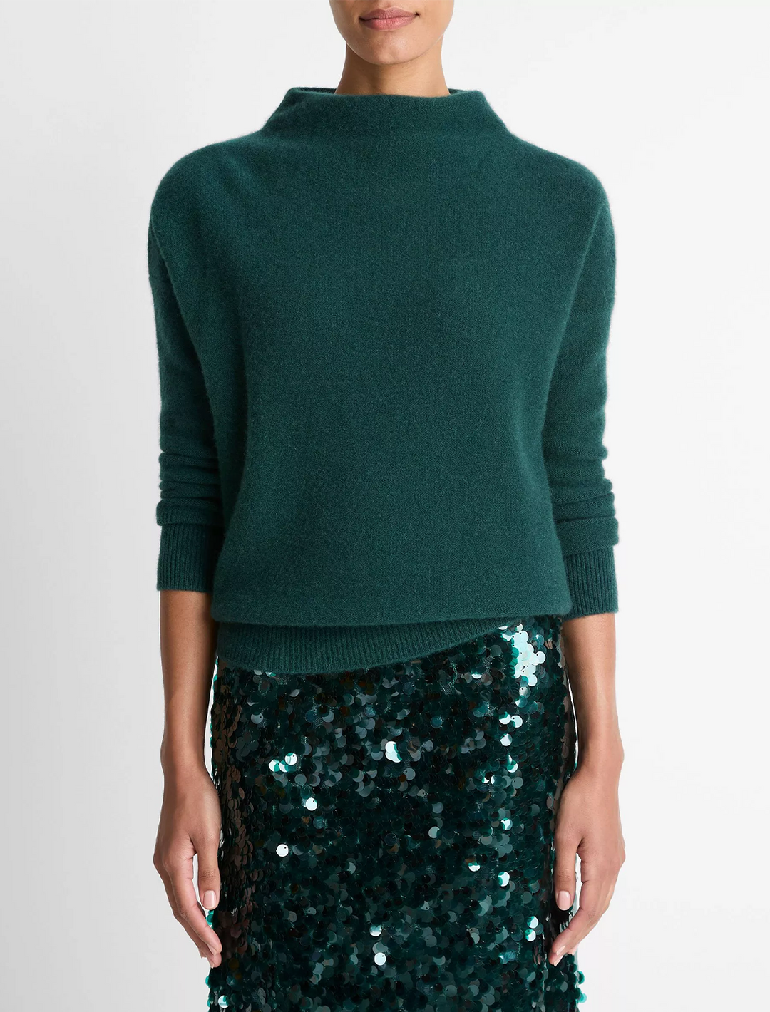 funnel neck pullover in juniper