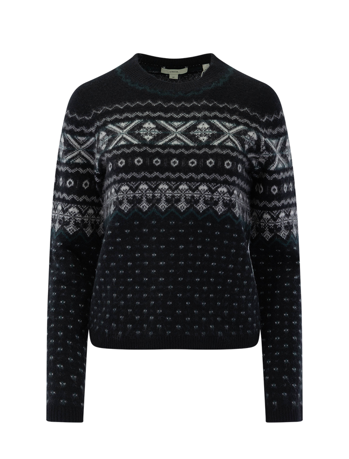 boiled cashmere fair isle crewneck sweater