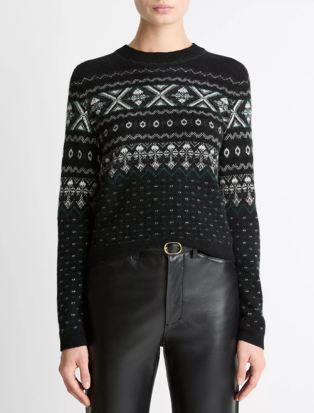 boiled cashmere fair isle crewneck sweater