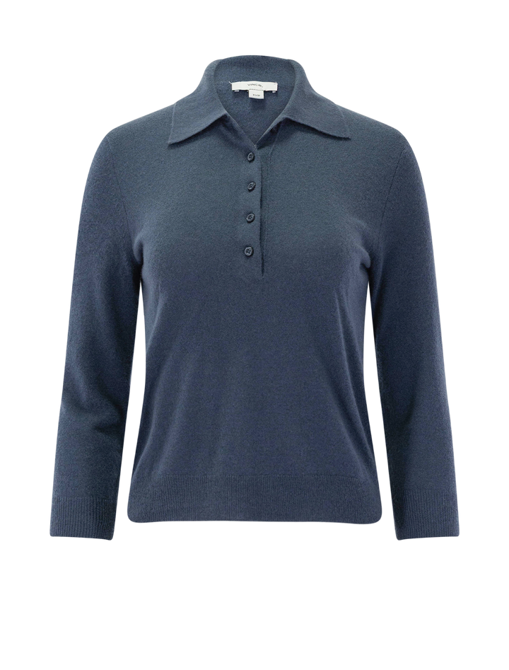 cashmere silk polo in azura