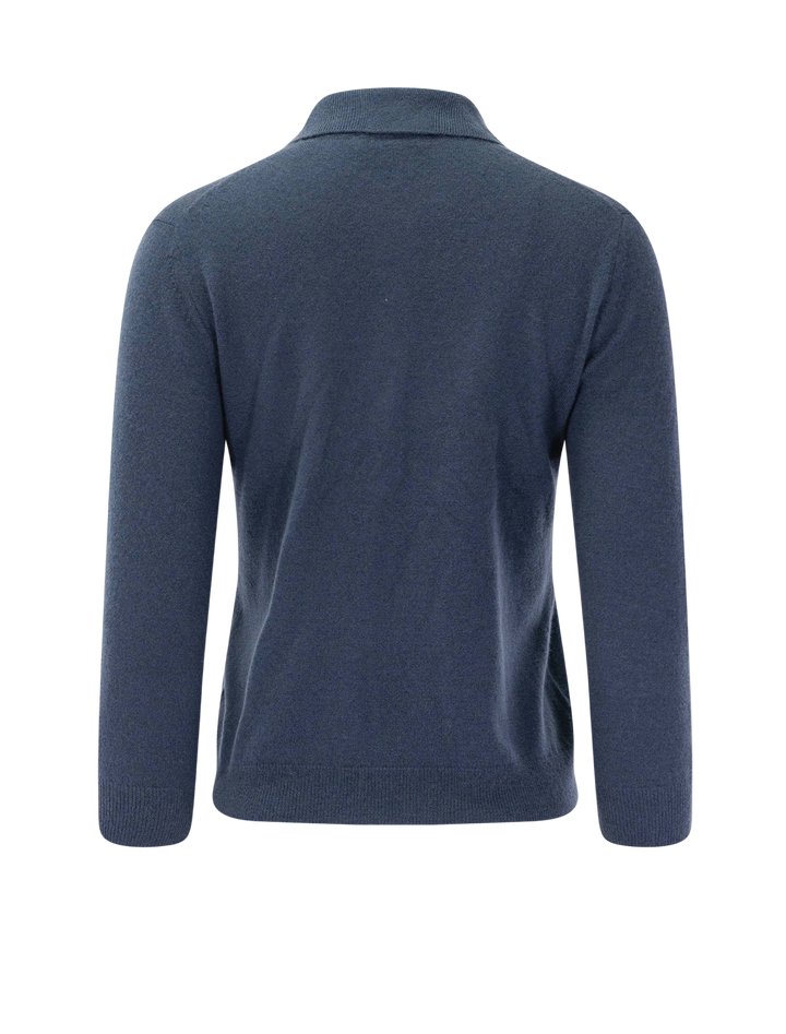 cashmere silk polo in azura