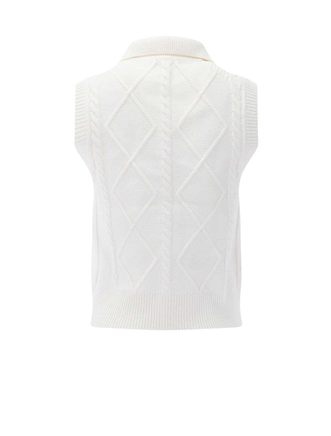 polo cable vest in off white