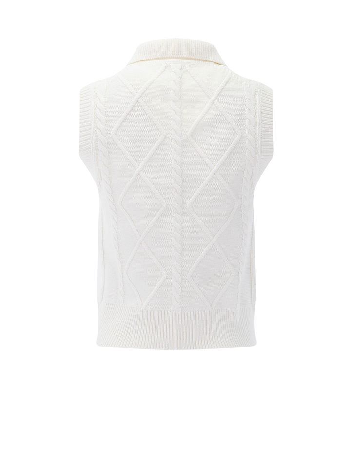 polo cable vest in off white