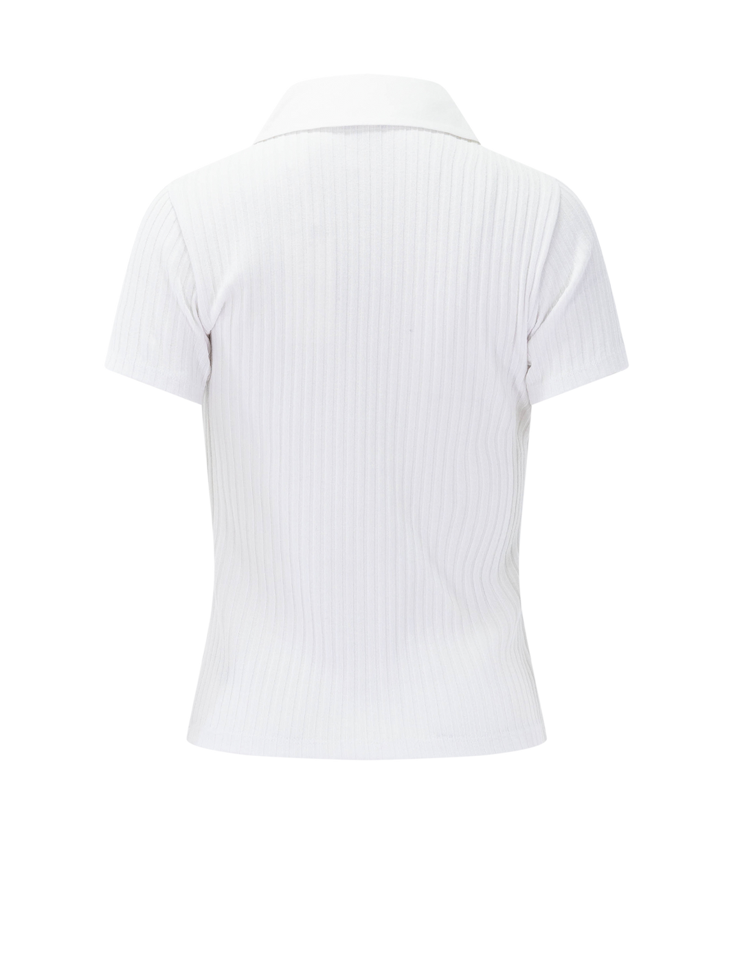 rib short sleeve polo in white