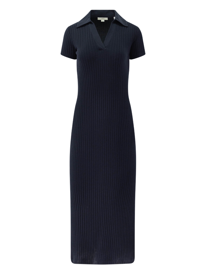 rib short sleeve polo dress in coastal
