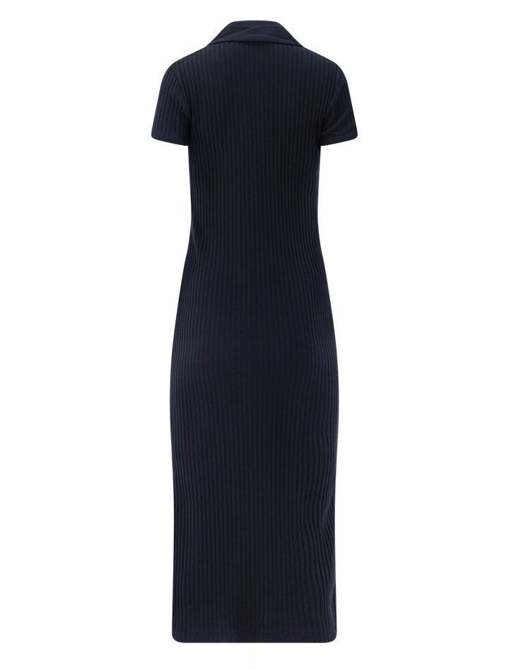 rib short sleeve polo dress in coastal