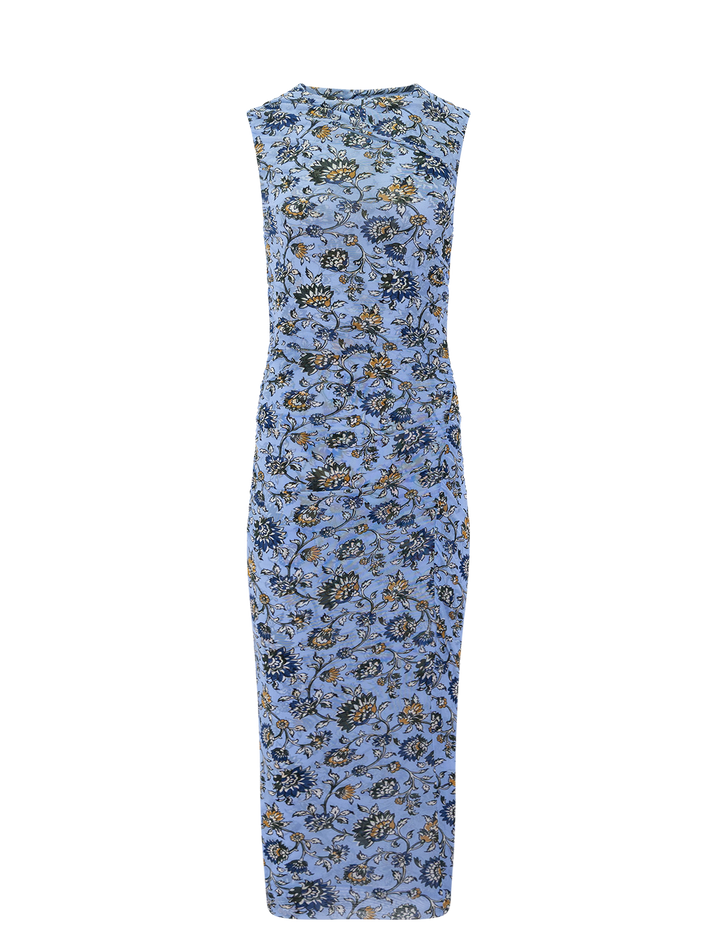 sylviani dress in ice blue multi print
