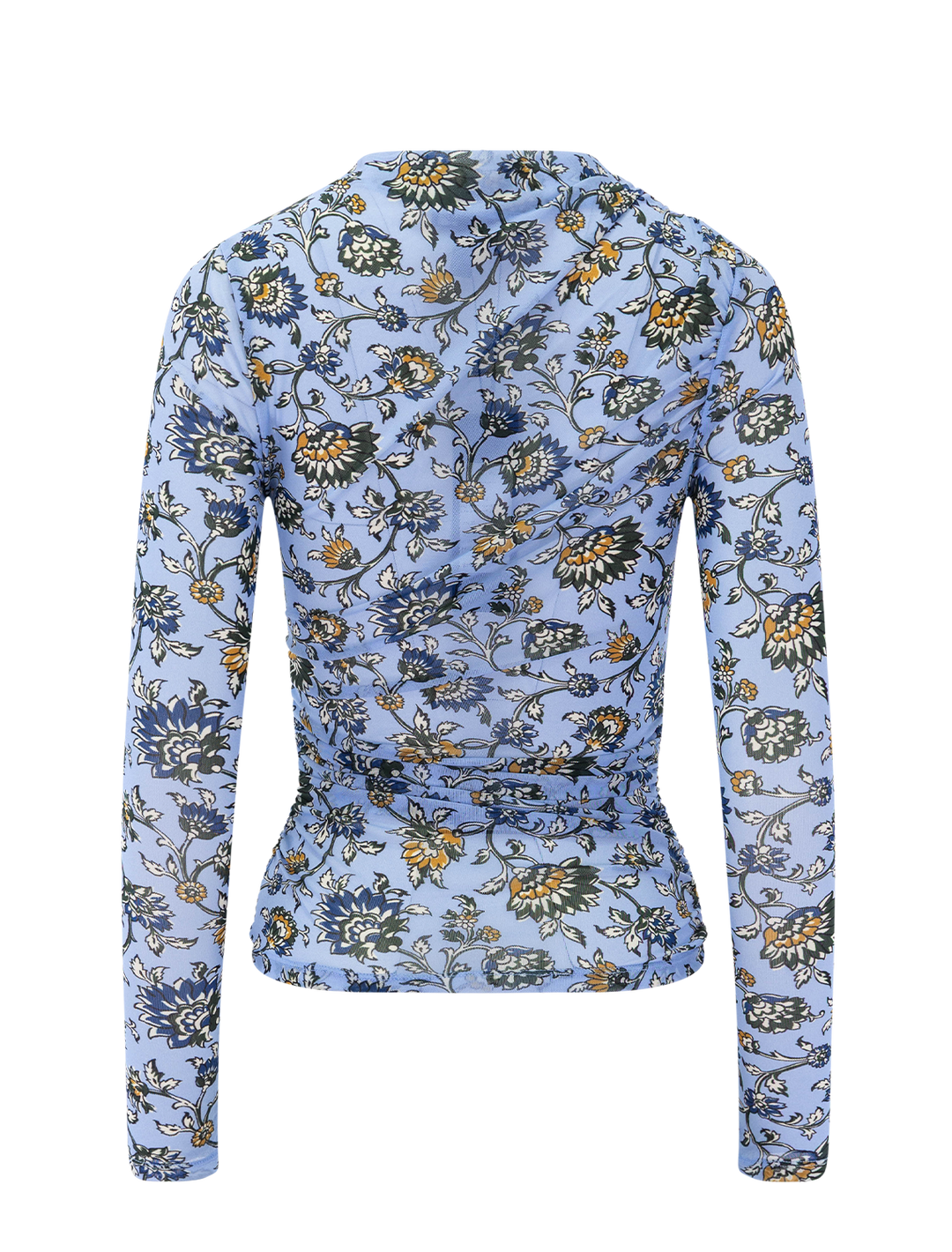 long sleeve sylviani top in ice blue multi print