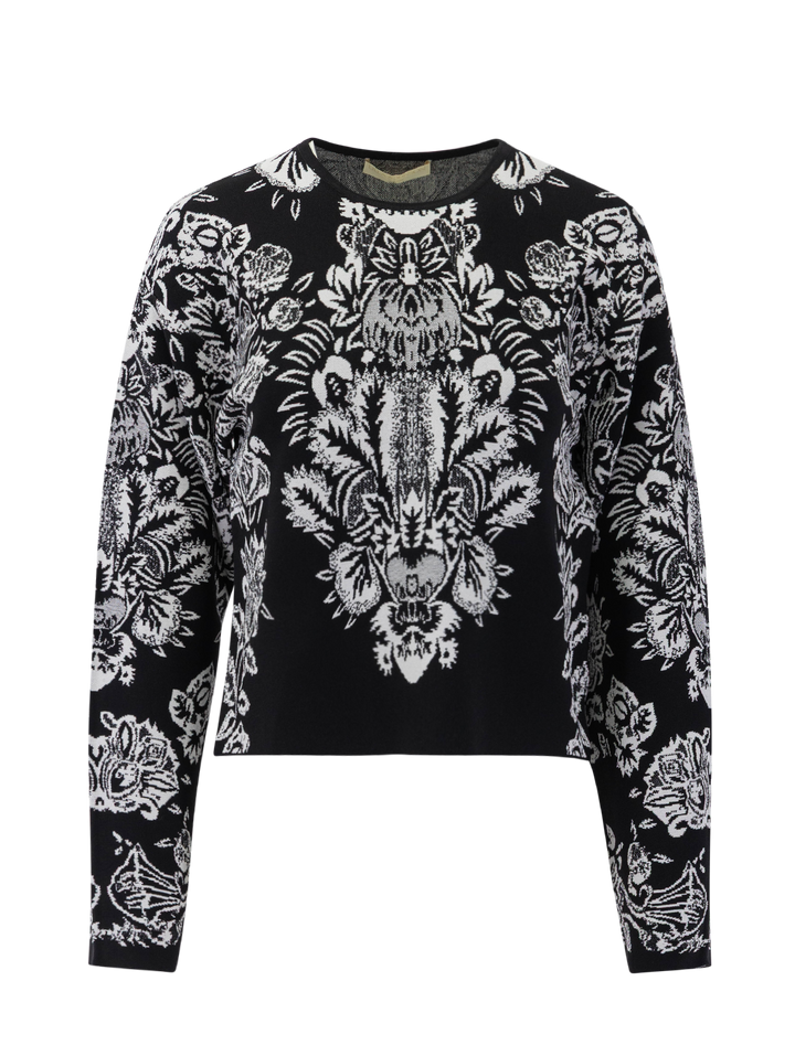 elisa printed knit pullover in noir
