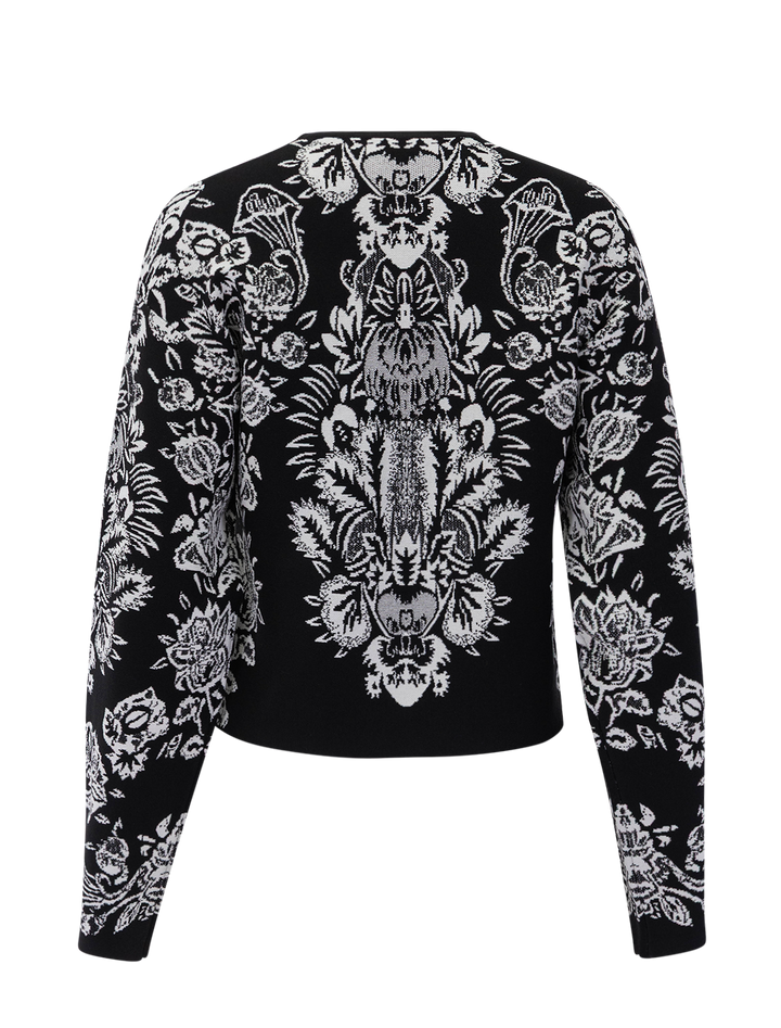 elisa printed knit pullover in noir