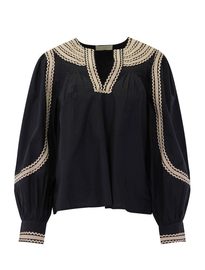 laurenza long sleeve top in noir