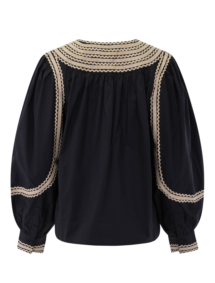 laurenza long sleeve top in noir