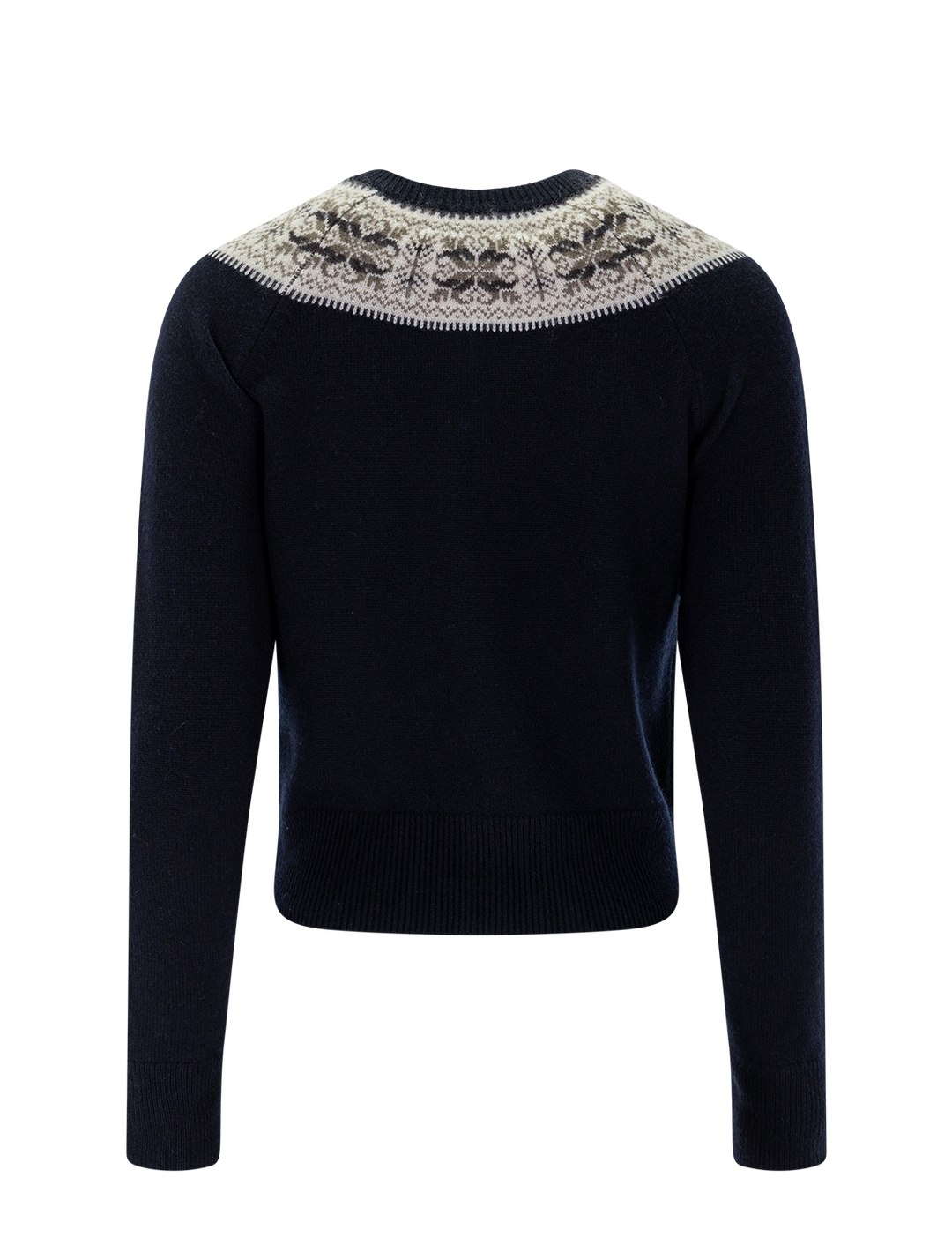 cashmere josefa cardigan in dark navy fair isle