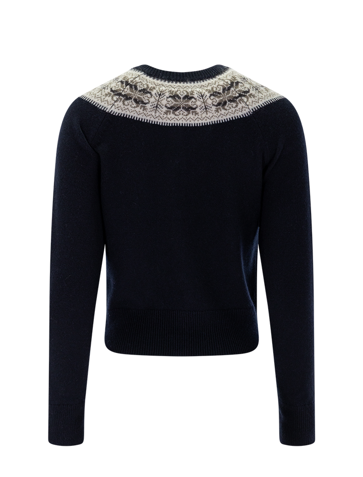 cashmere josefa cardigan in dark navy fair isle