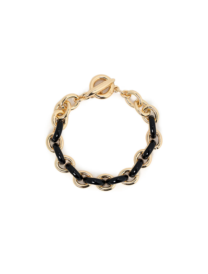 the classic link bracelet in gold and black
