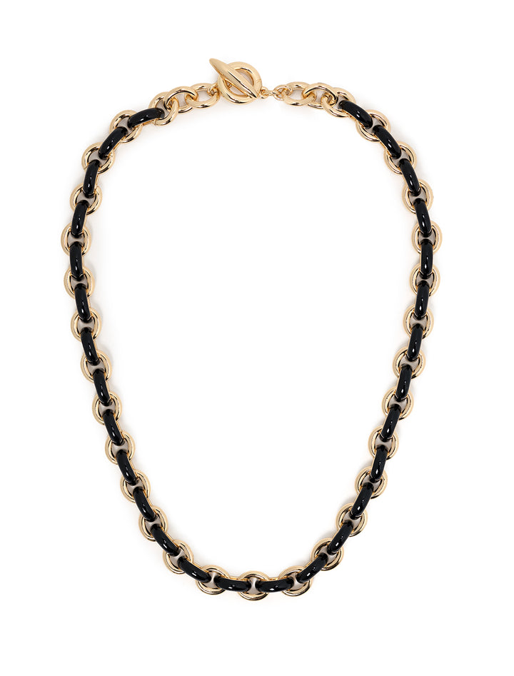 the classic link necklace in gold and black