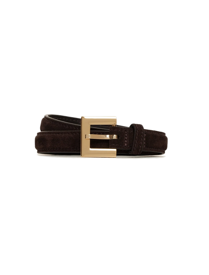 nicola belt in dark brown suede