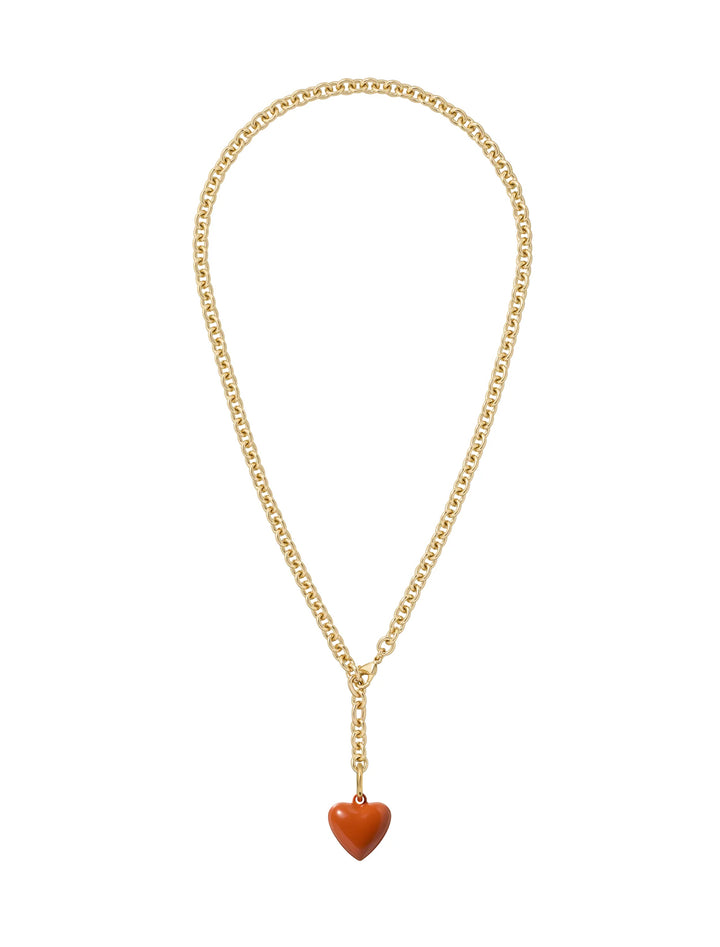 the mini puffy heart necklace in sienna