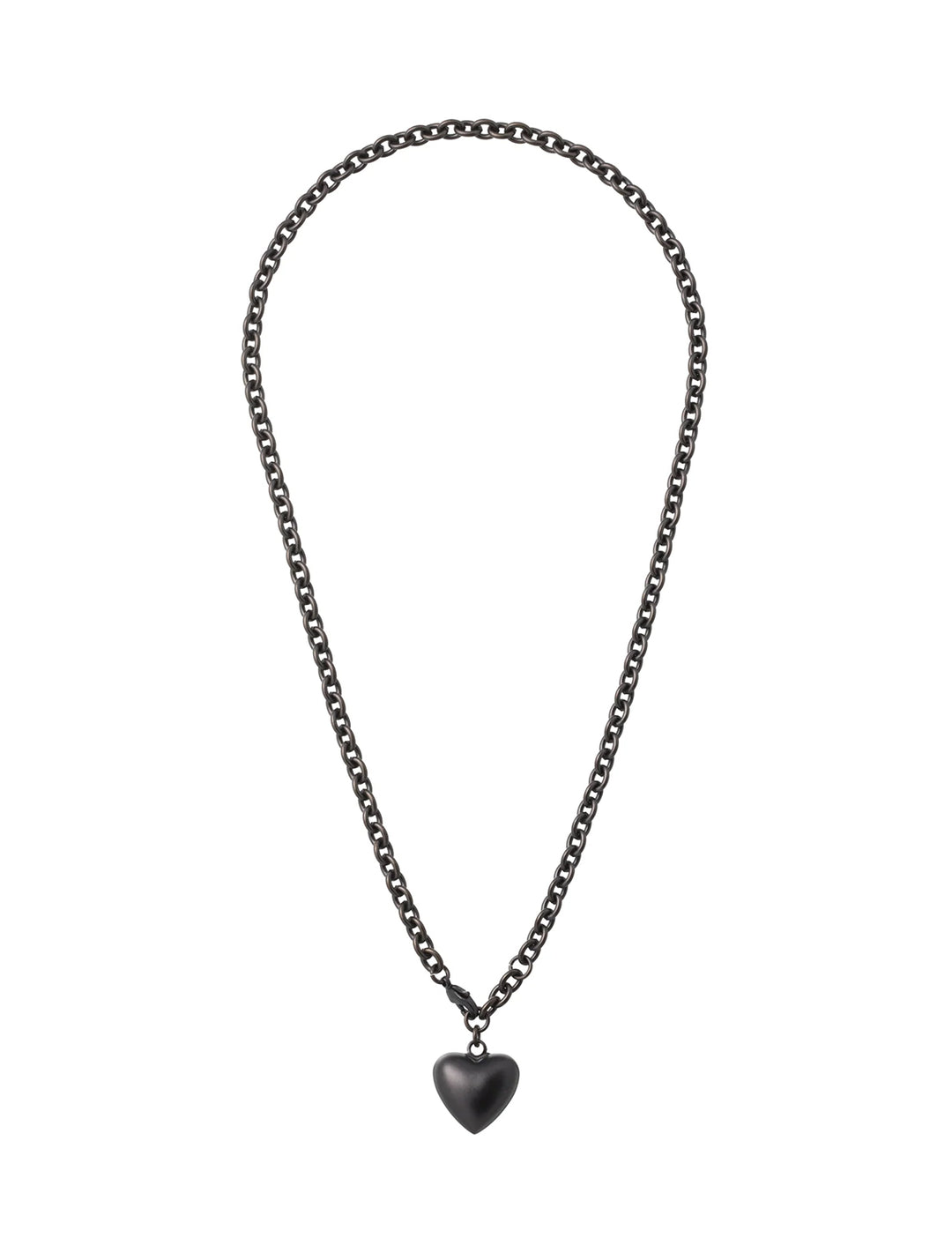the mini puffy heart necklace in black