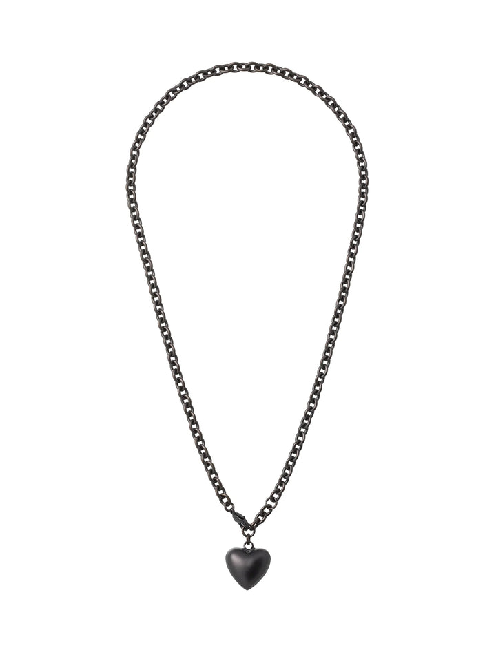 the mini puffy heart necklace in black