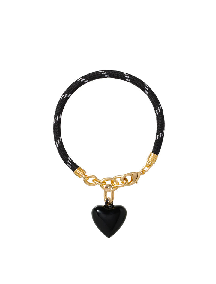 the happy cord charm bracelet in black