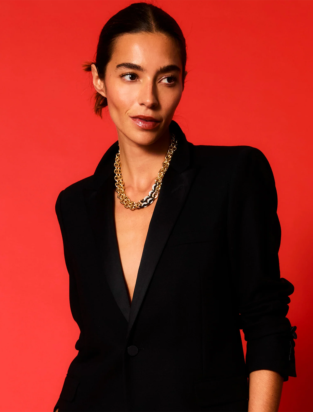 model wearing a touch of midnight necklace