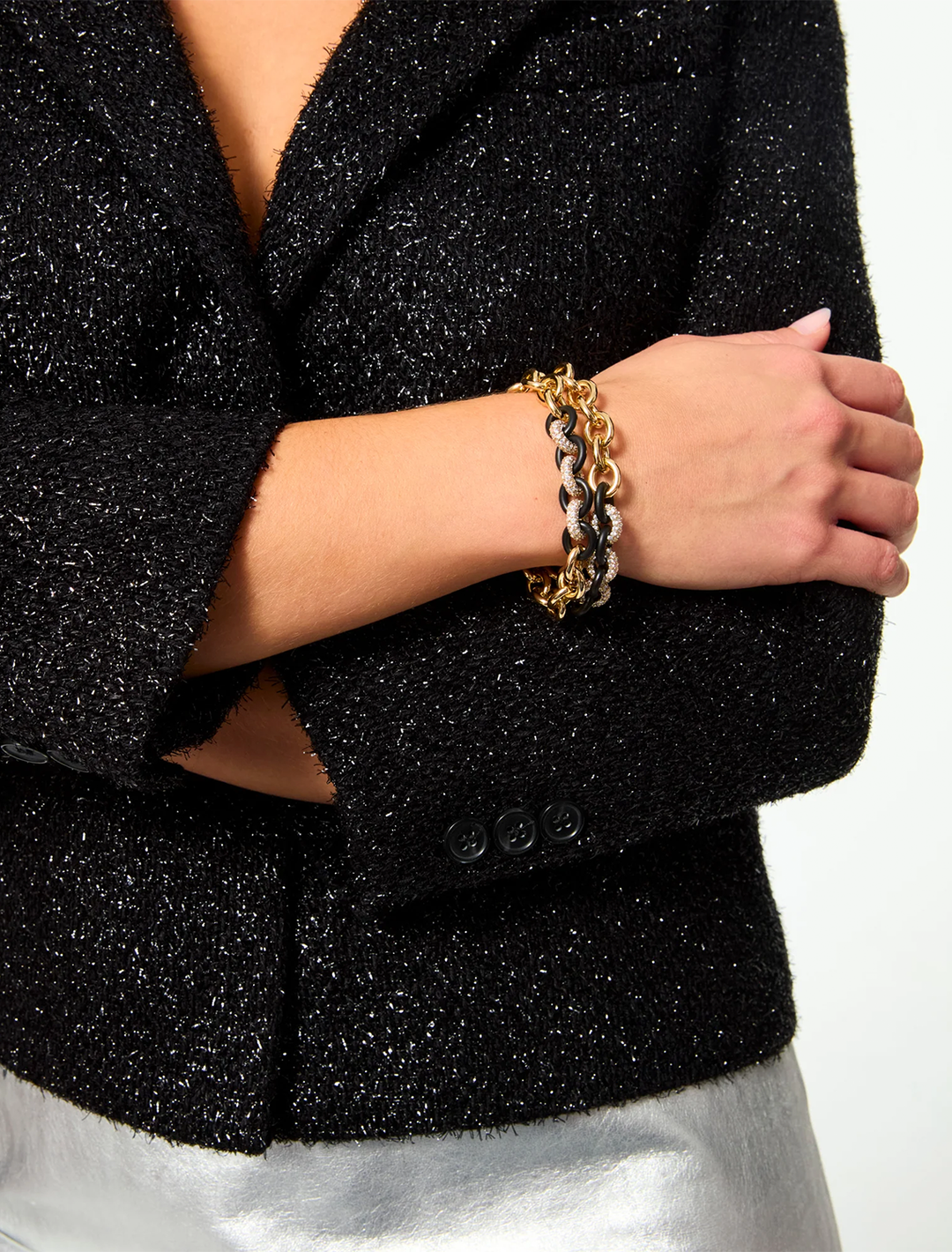model wearing a touch of midnight bracelet