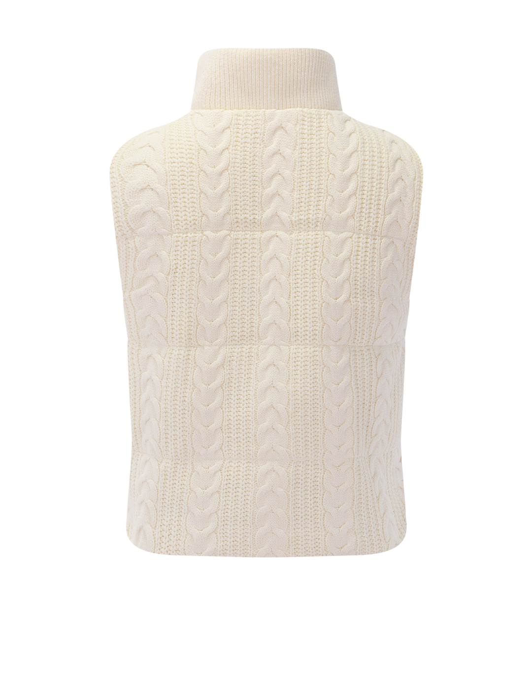 alba cable knit puffer vest in antique white