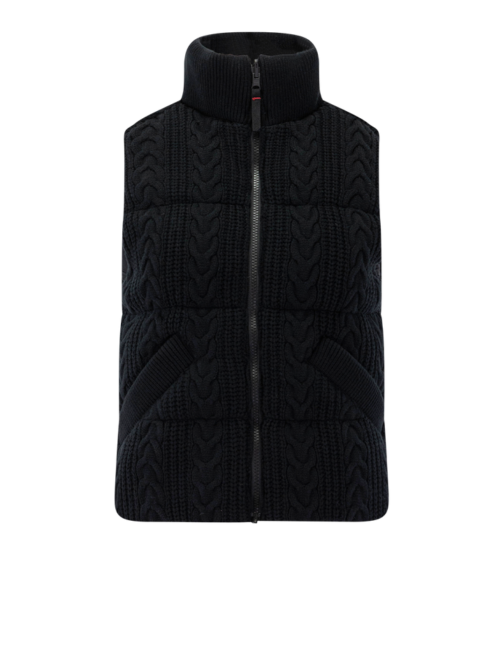 alba cable knit puffer vest in black