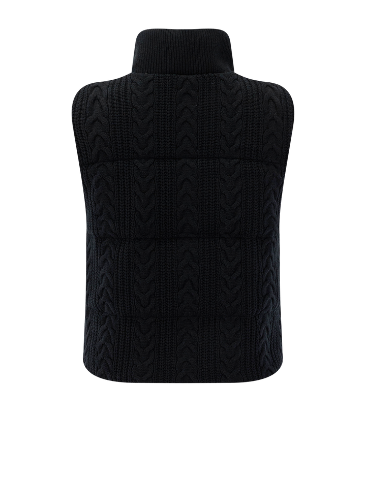alba cable knit puffer vest in black