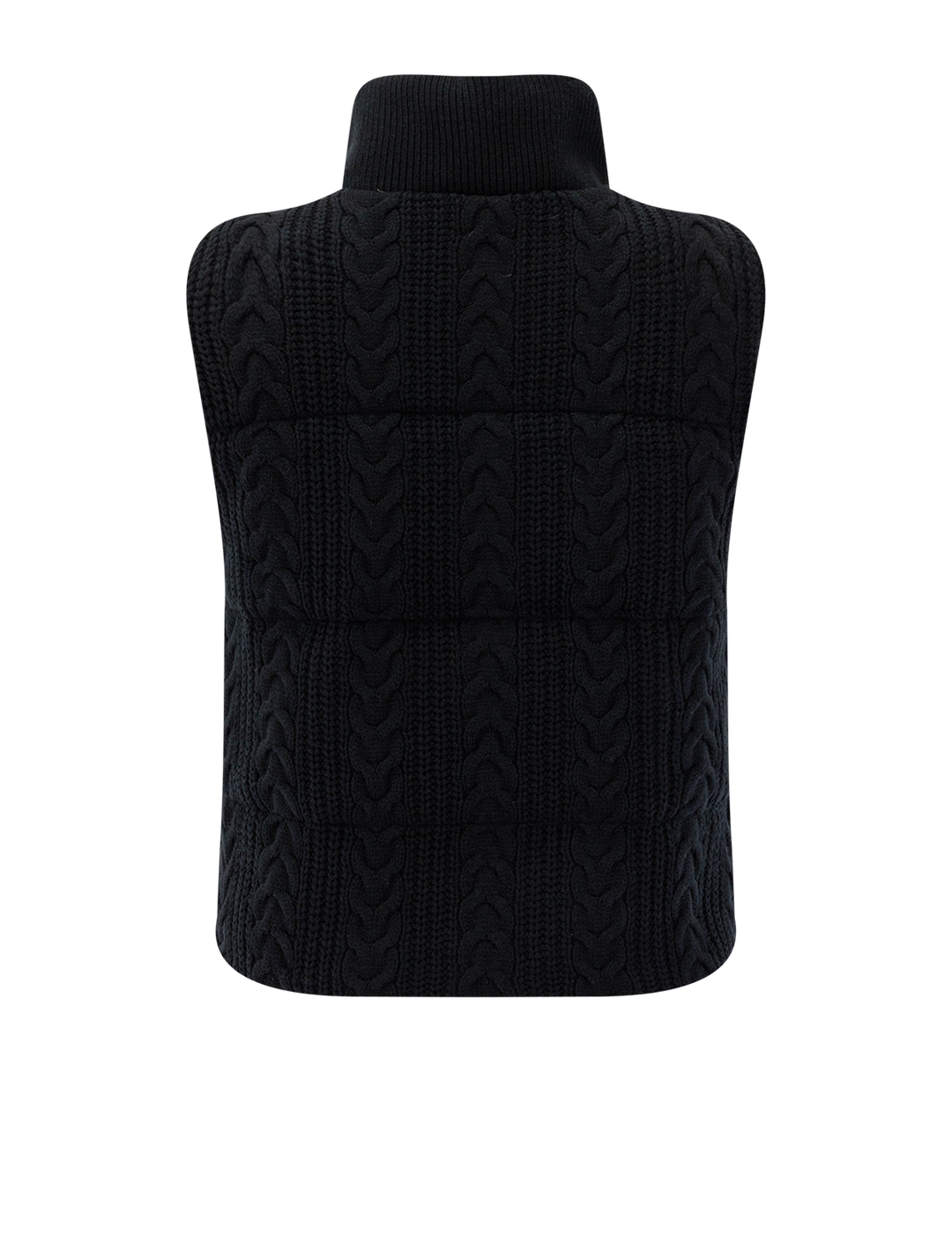 alba cable knit puffer vest in black