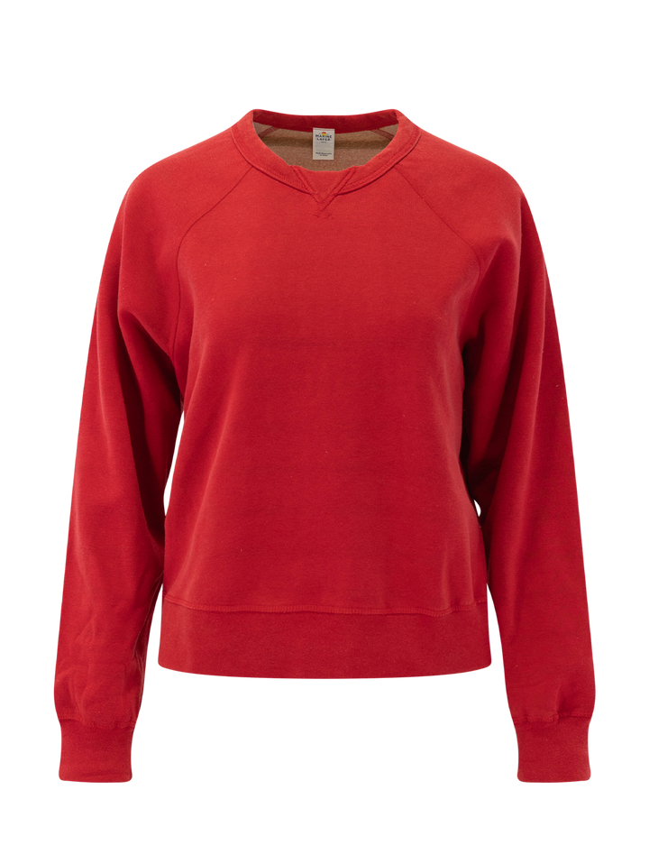 reversible fleece crewneck in cherry red