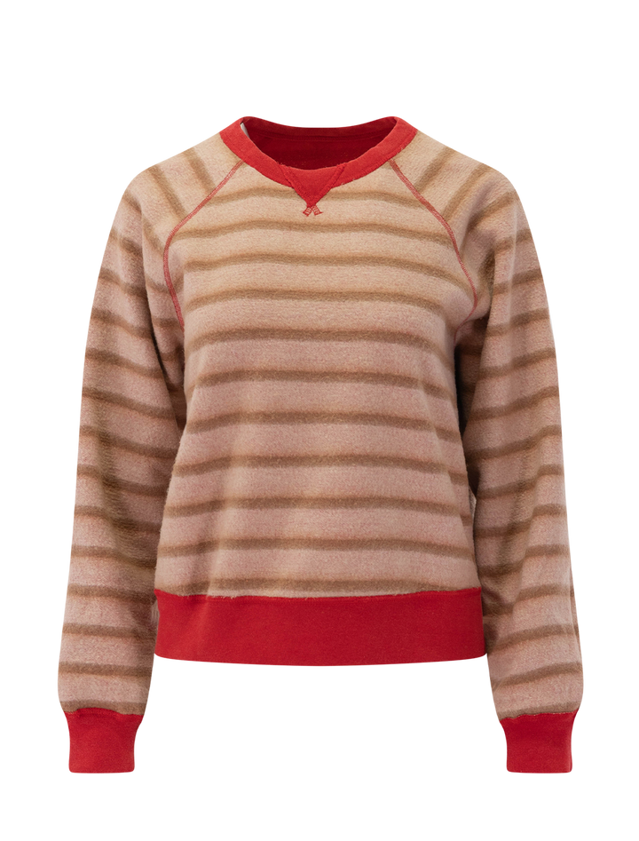 reversible fleece crewneck in cherry red