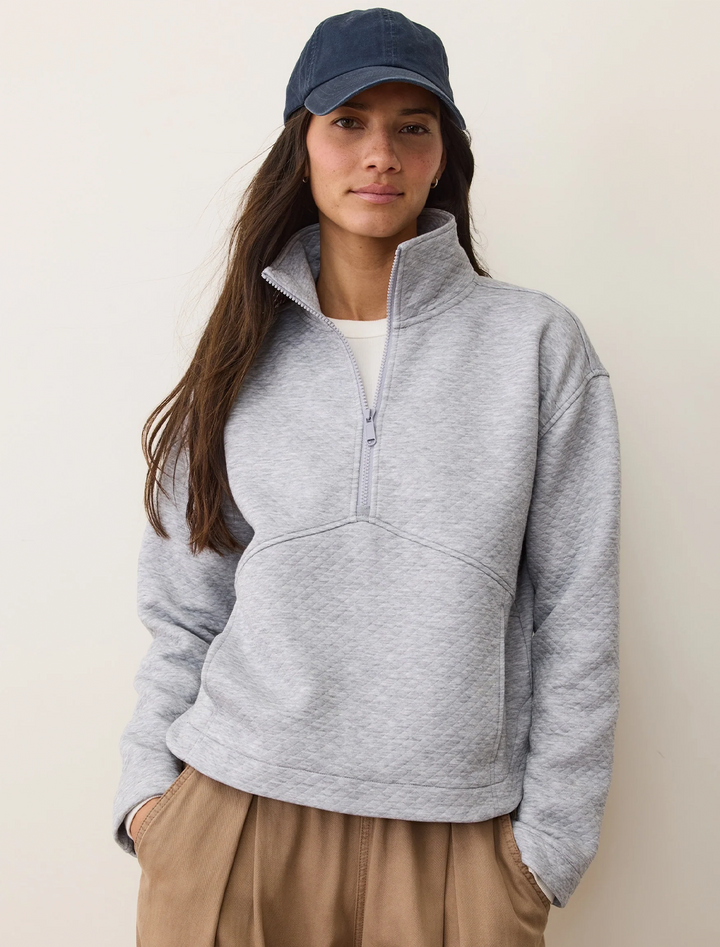corbet quilted half zip in heather grey