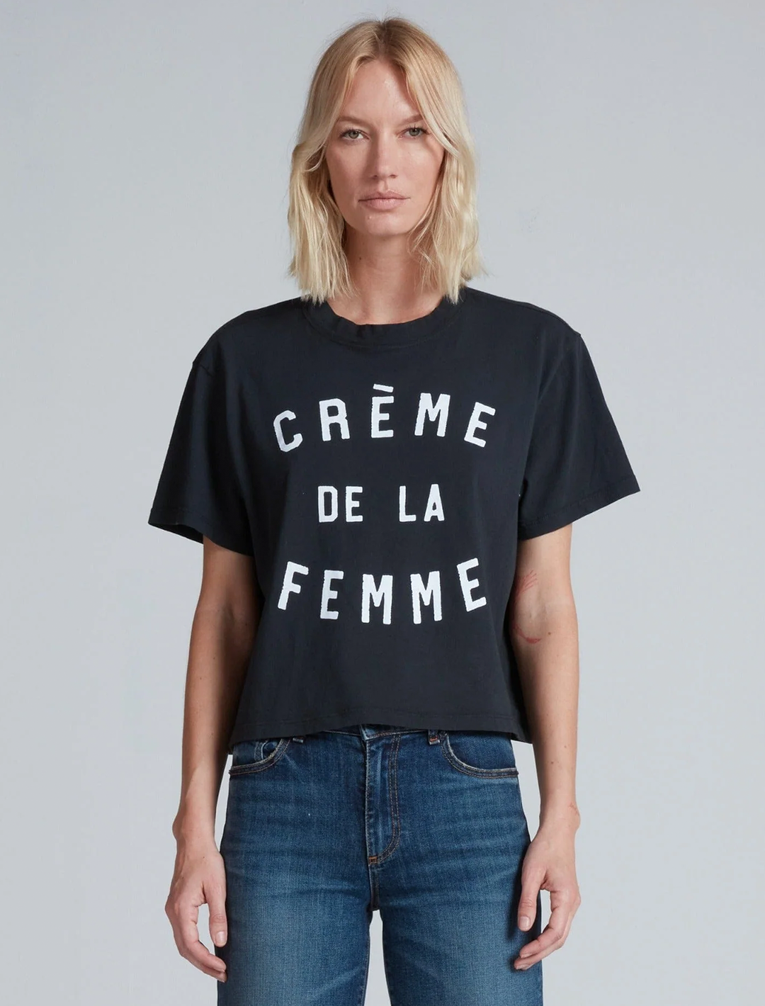 creme de femme shrunken boy tee