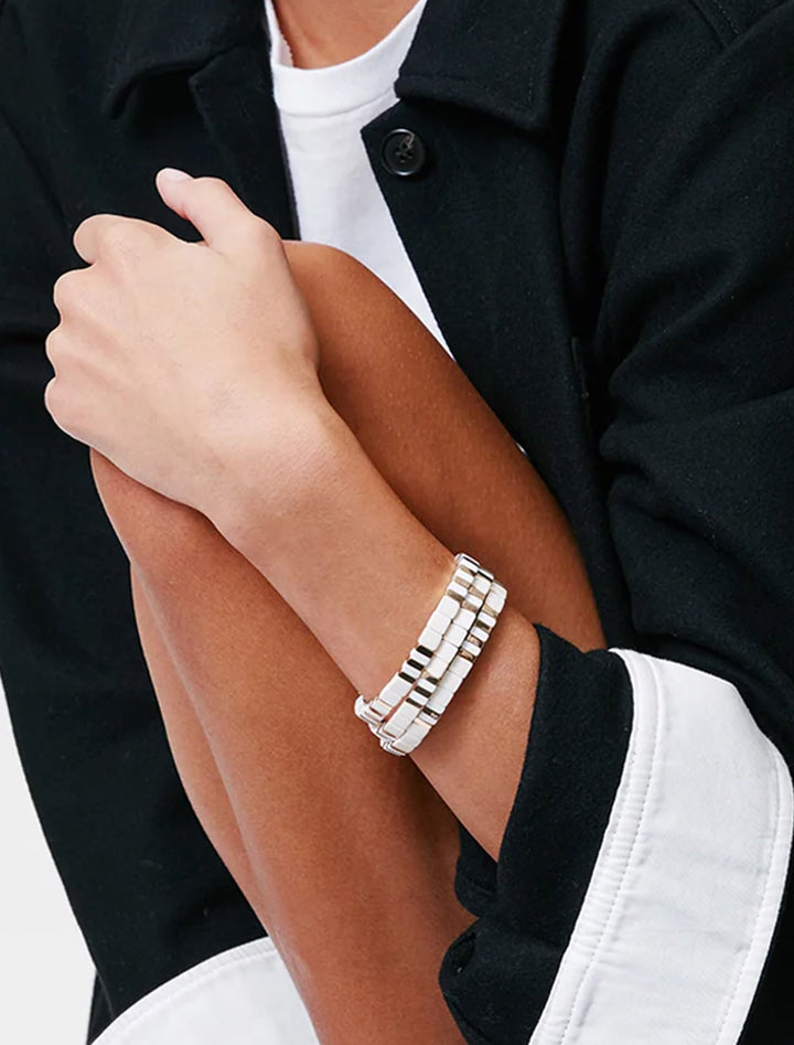 model wearing triple creme bracelet