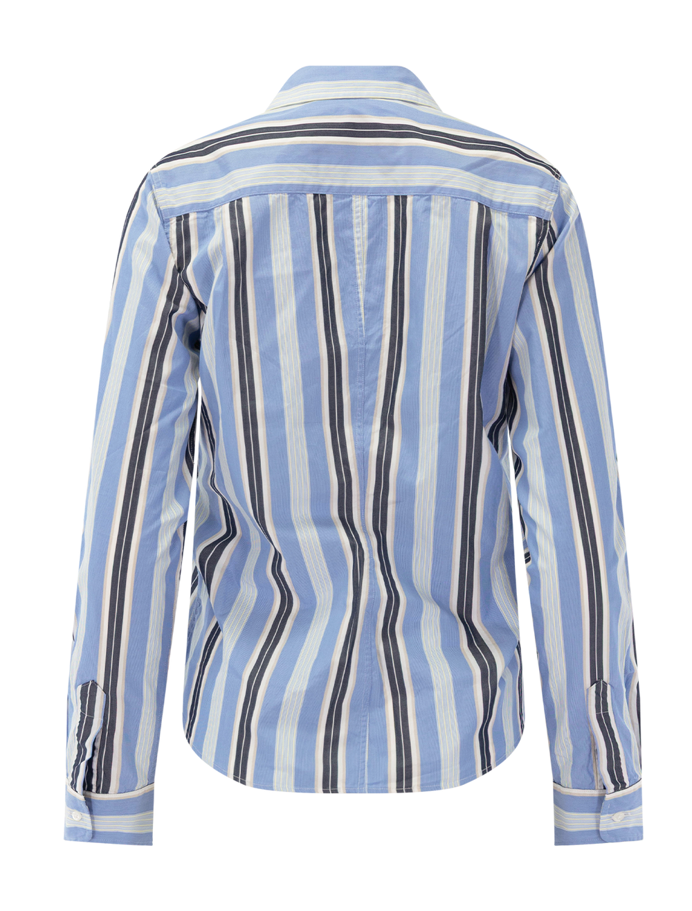 Frank & Eileen's barry in blue and navy mix stripe - back view.