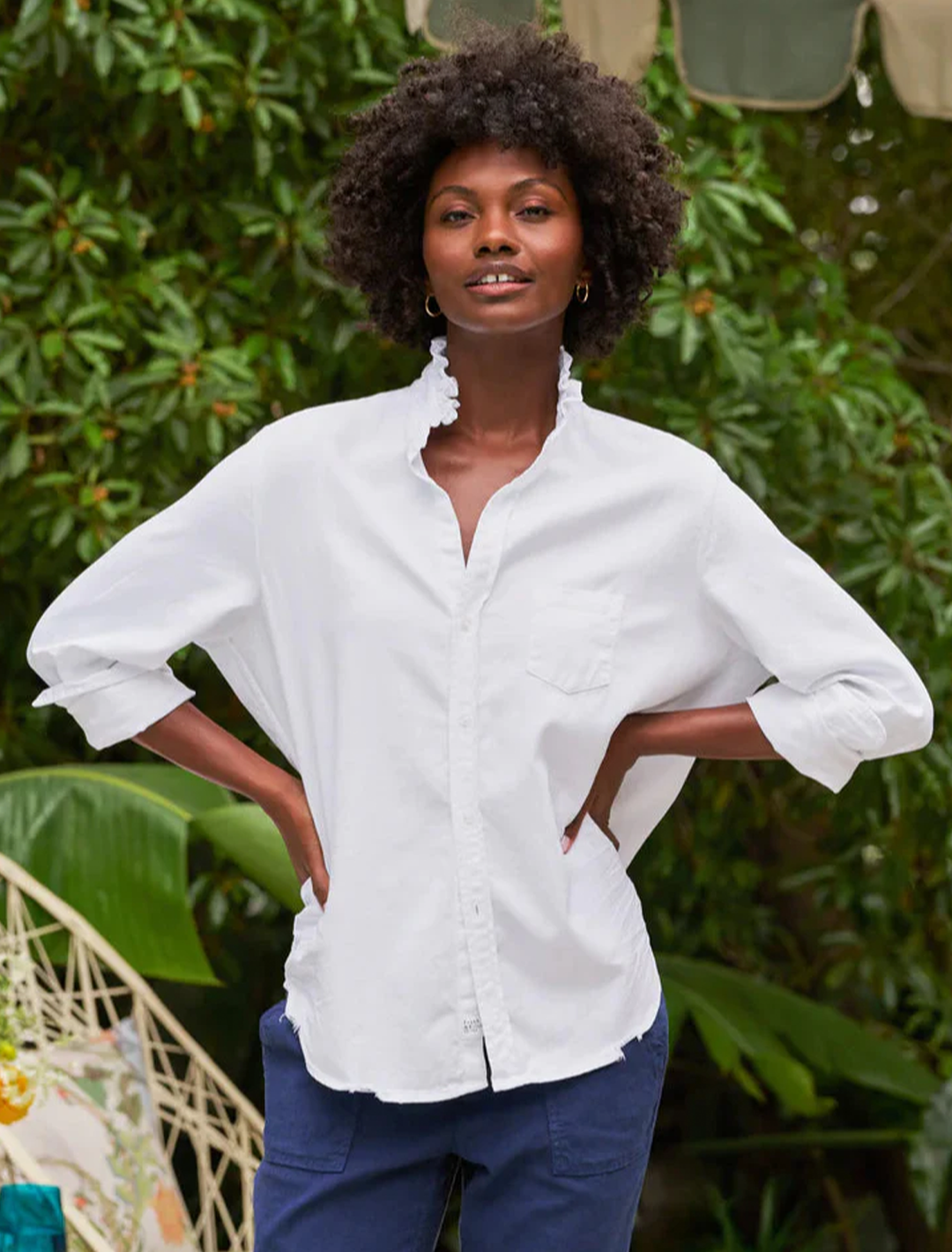 ruffle eileen in white denim