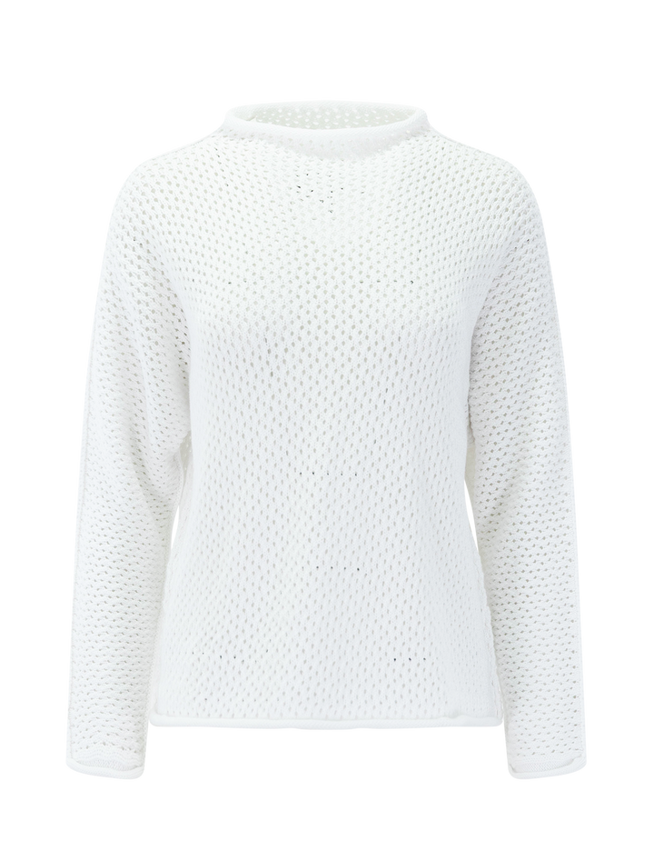 monterey pointelle sweater in white