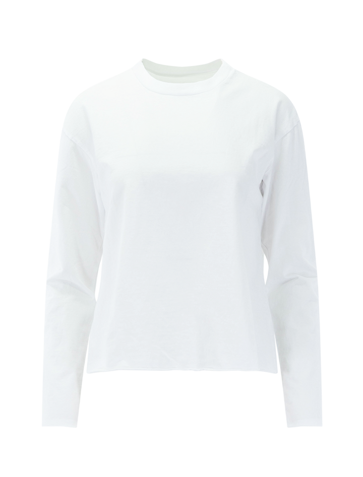 quinn long sleeve crew tee in white