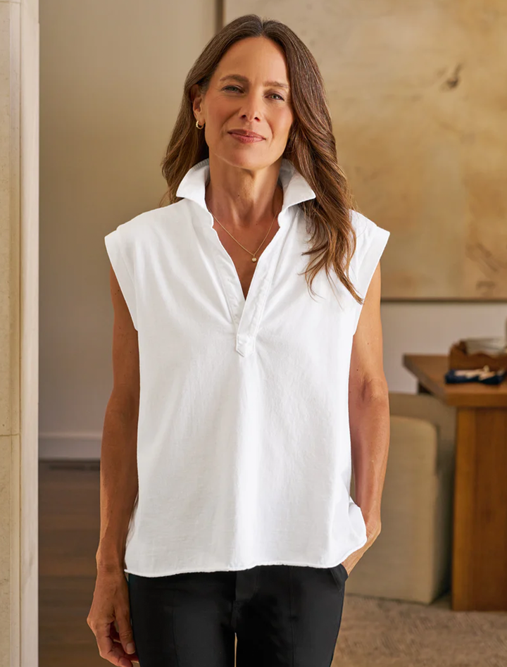 olivia popover collar tank in white